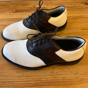 Vintage THOM McAN Wingtip Oxford Shoes White Brown Golf NO SPIKES Mens 9